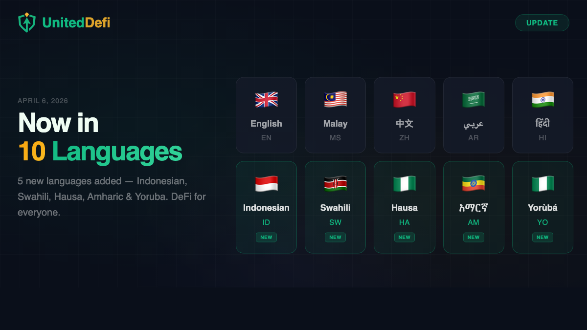 UnitedDefi يدعم الآن 10 لغات — 5 لغات جديدة